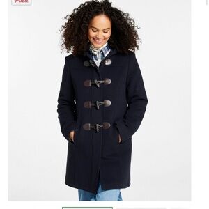 L.L. Bean Navy Lambswool Classic Duffle Coat 8 Reg